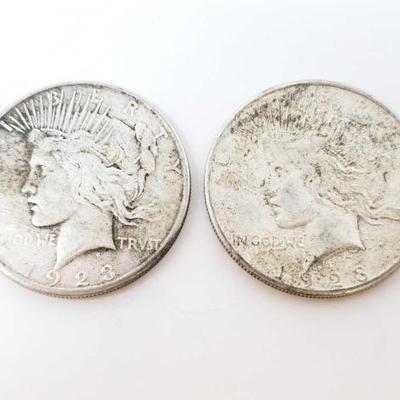 2598	

2 1923-S Silver Peace Dollars
San Francisco Mint