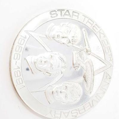 2677	

Sterling Silver Star Trek Anniversary Coin, 179g
Weighs Approx 179g