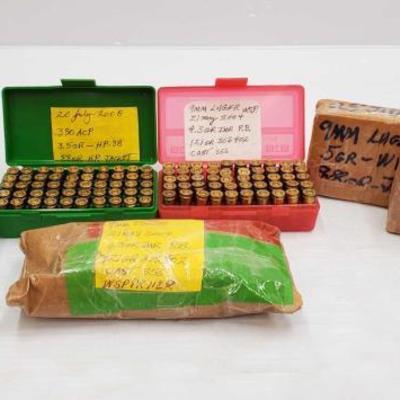 1266	

Approx 400 Rounds Of 9mm Luger, Approx 50 Rounds of .380 Auto
Approx 400 Rounds Of 9mm Luger, Approx 50 Rounds of .380 Auto
 