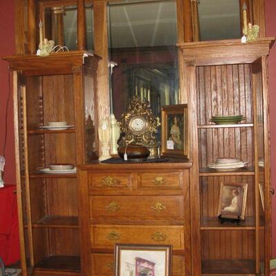 huge oak display cabinet with drawers   BUY IT NOW $ 995.00