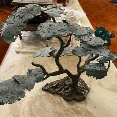 Solid Brass Bonsai Tree Sculpture 