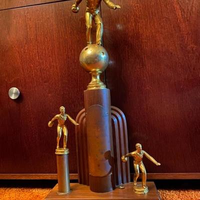 1950s Brass Bowling Trophies
