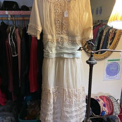 Antique 1800s Lace & Silk Dress