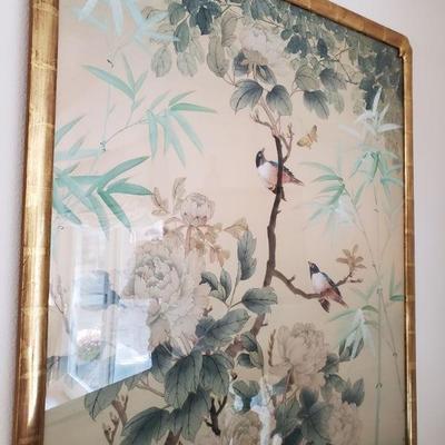 After guiseppe castiglione
 19th century  Pair of Chinese birds and flower paintings on silk