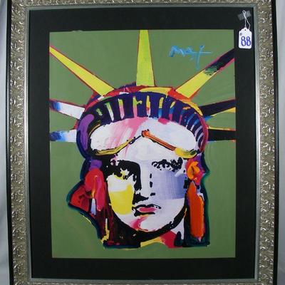 Hand signed Peter Max mixed media with paint 