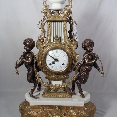 Brass & marble figural mantle clock