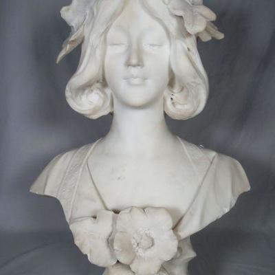 Vintage Italian marble bust of woman