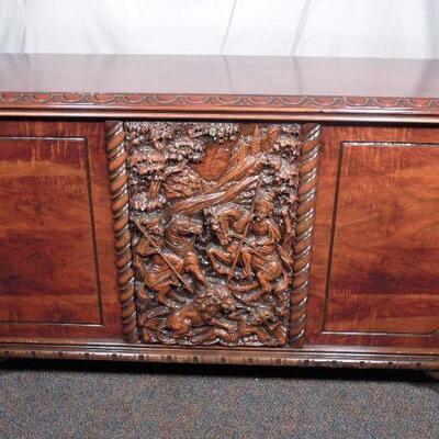 Hand carved mahogany chest by 