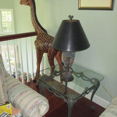 Large Giraffe & Glass & Iron Tables 