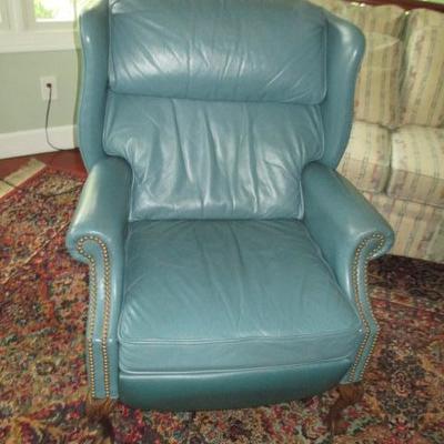 Green Tufted Wing Chair  