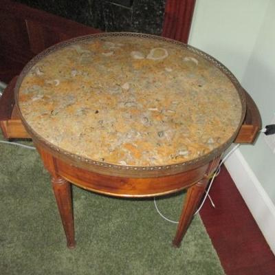 Vintage Marble Top Accent Table 
