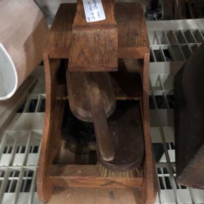 Antique shoe shine kit with 3 brushes