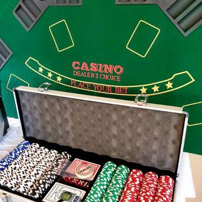 Poker table top and chip set