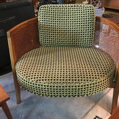 mid century checkered barrel chair $325