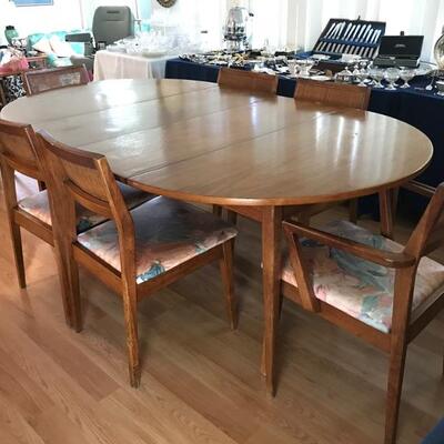 mid century dining table and 6 chairs $495
Table only $295
74 X 45 X 29