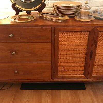 Mid century sideboard with woven panels $495
52 X 17 1/2 X 29"