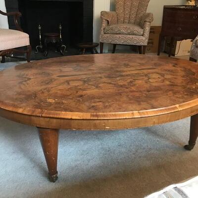 Burled wood coffee table $350
54 X 41 X 16