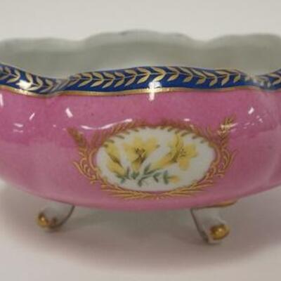 1017	IMPERIAL HAND PAINTED FOOTED BOWL, 4 IN HIGH X 8 1/2 IN WIDE
