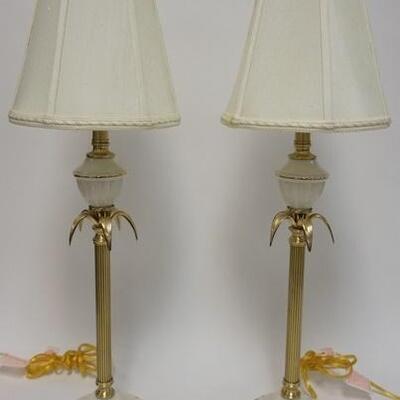 1042	PAIR OF LENOX QUIOZEL NIGHT STAND TABLE LAMPS, 29 1/2 IN HIGH

