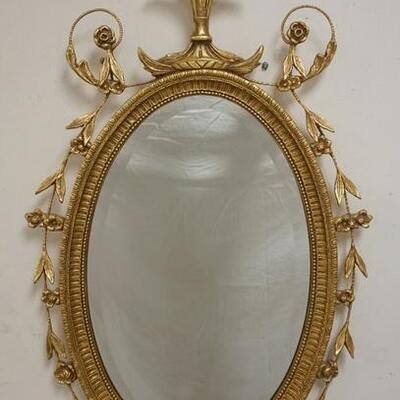 1007	OVAL GILT BEVELLED EDGE MIRROR, 46 IN HIGH X 22 1/2 IN
