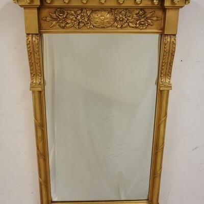1024	FEDERAL STYLE GILT FRAMED MIRROR BY NEWCOMB-MAKLIN CO, FIFTH AVE NEW YORK, 37 IN X 24 3/4 IN

