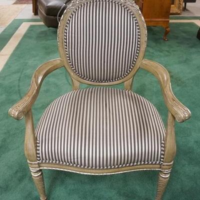 1004	CARVED MEDALLION BACK ARM CHAIR W/GILT SILVER FINISH
