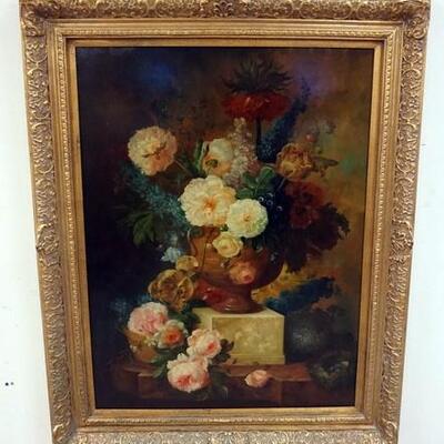 1022	LARGE FLORAL STILL LIFE IN GILT FRAME, OVERALL DIMENSIONS 40 IN X 50 IN
