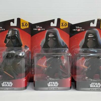 2110	
Star Wars Darth Vader Disney Infinity Figurine And 2 Kylo Ren Disney Infinity Figurines
Factory Sealed