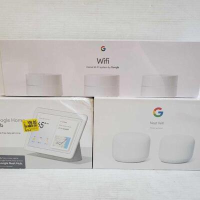 
#5078 â€¢ New In Box Google Home Hub, Home Wi-Fi System By Google, Nest Wi-Fi By Google
