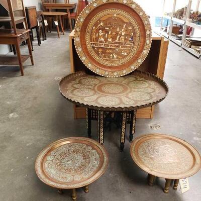 1524	
3 Decorative Middle Eastern Tables And A Wooden Egyptian Table Top
3 Decorative Middle Eastern Tables And A Wooden Egyptian Table Top