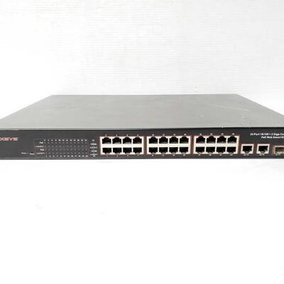 #1354 • Inaxsys 24 Port 10/100 + 2 Giga Combo SFP/UTP PoE Web Smart Ethernet Switch In-24POEWM