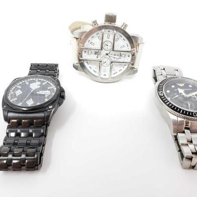 767	
3 Mens Watches
Includes Mark Naimer, Emporio Armani, And More