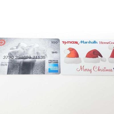 904	
Target Visa And Marshalls Giftcards
Target- $50 Marshallsz $50