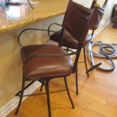 Four Leather Counter/Bar Seats Swivel 