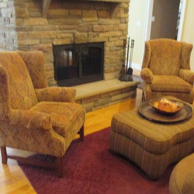 Ethan Allen Wing Chair Seating ~ Ottoman & Rugs  