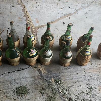 Vintage Wicker Chianti Bottles