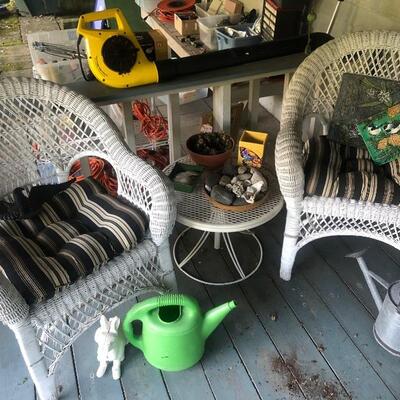 Wicker Chairs, Side Table, Garden Odds and Ends 