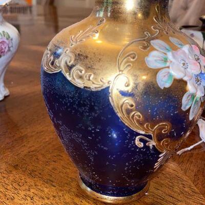Cobalt blue gold floral vase