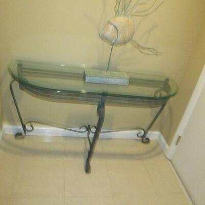 Glass & Iron Console Table 