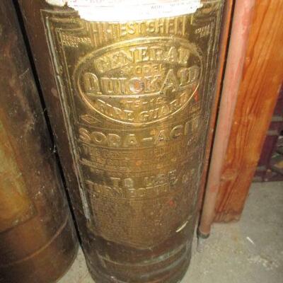 Two General Quick Aid Fire Guard Fire Extinguisher Vintage Brass 