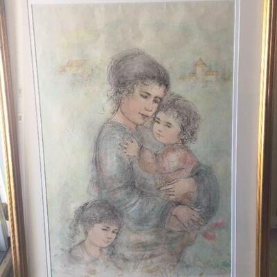 Edna Hibel orginal serigraph and numbered and signed by artist with certificate professionally framed 