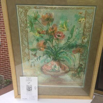 Edna Hibel hand signed limited edition lithograph w certificates Professionally Framed Venetian Still Life