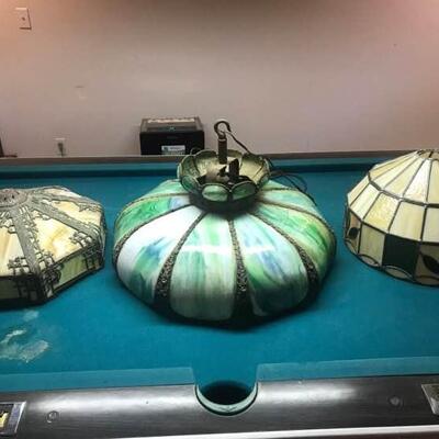 Three Stained Glass Lamp Shades