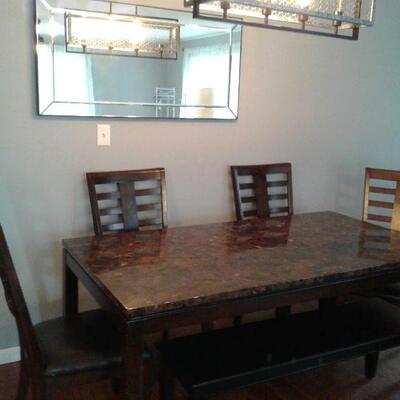 Beautiful Large Table with 4 Chairs & Bench