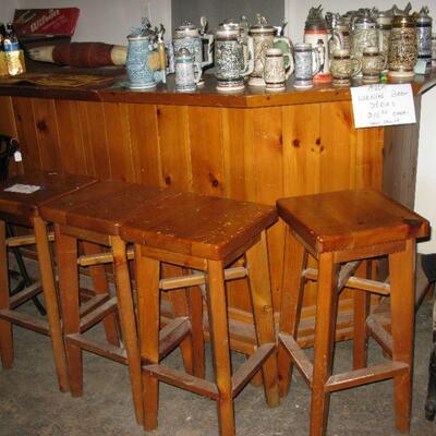 2 piece knotty pine bar  BUY IT NOW $ 185.00                                       
               matching bar stools  $ 25.00 each