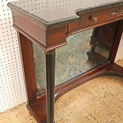 
Lot 529
QUALITY empire contemporary mahogany marble top 1 drawer credenza/petticoat console
