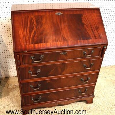 
Lot 530
SOLID burl mahogany slant front writing desk with nice leather top fitted interior
