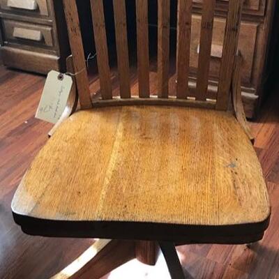 Antique oak desk chair $75