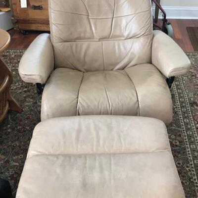 Danco leather recliner and footstool $150