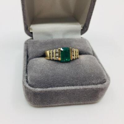 Lot 001-JT1: Lab-created Emerald and Diamond Ring  https://ctbids.com/#!/description/share/589924